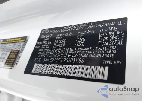 2025 Hyundai Santa Fe Sel from USA, damaged, VIN 5NMP24GL9SH131186